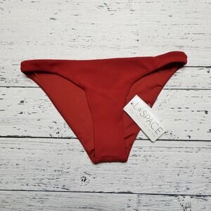 L Space Camacho Bikini Bottom Womens Small‎ Red Swim Classic Ribbed Monica Wise